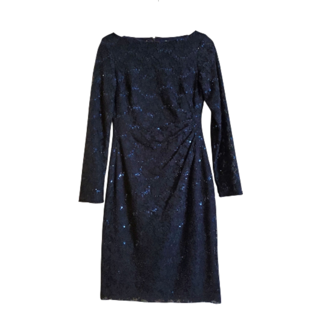 Chaps Midnight Blue Long Sleeve Dress